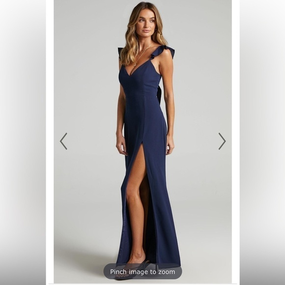 Showpo More than this midi dress in navy blue sz 0 - Picture 3 of 10